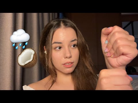 ASMR Coconut Rain 🥥🌧️ ( Mouth Sounds + Visuals )