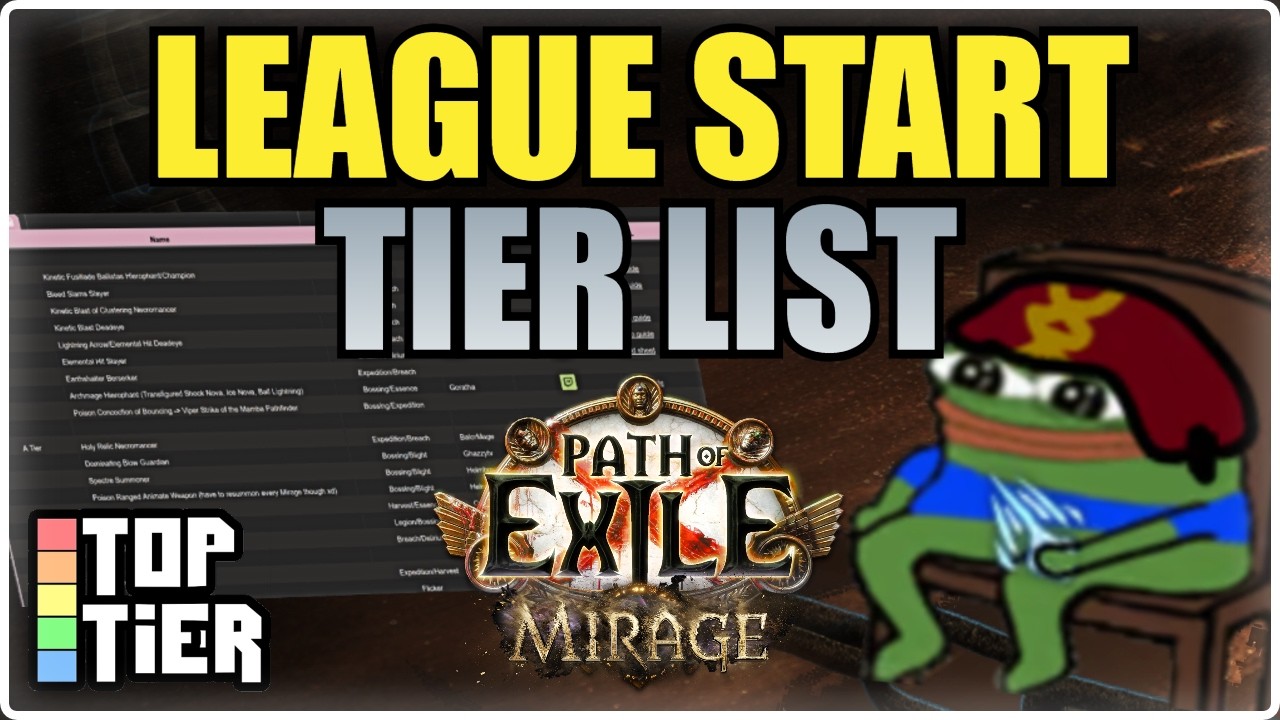MY LEAGUE START TIER LIST FOR 3.28 MIRAGE LEAGUE - Path of Exile 1