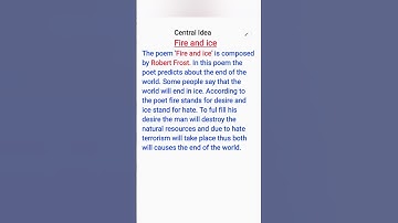 Fire and ice Central idea class 10 board exam 2025