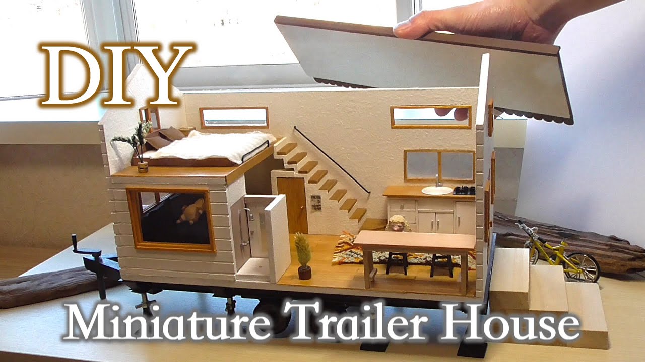 【Miniature House Trailer】100均素材で作るミニチュアハウストレーラーの家具、内装、キッチン、シャワー、ラグ、ソファー、テーブル。【DIY】スタンダートモデル後編