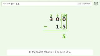 Details Long Subtraction Problem 30-1.5: Step-by-Step Video Solution Update