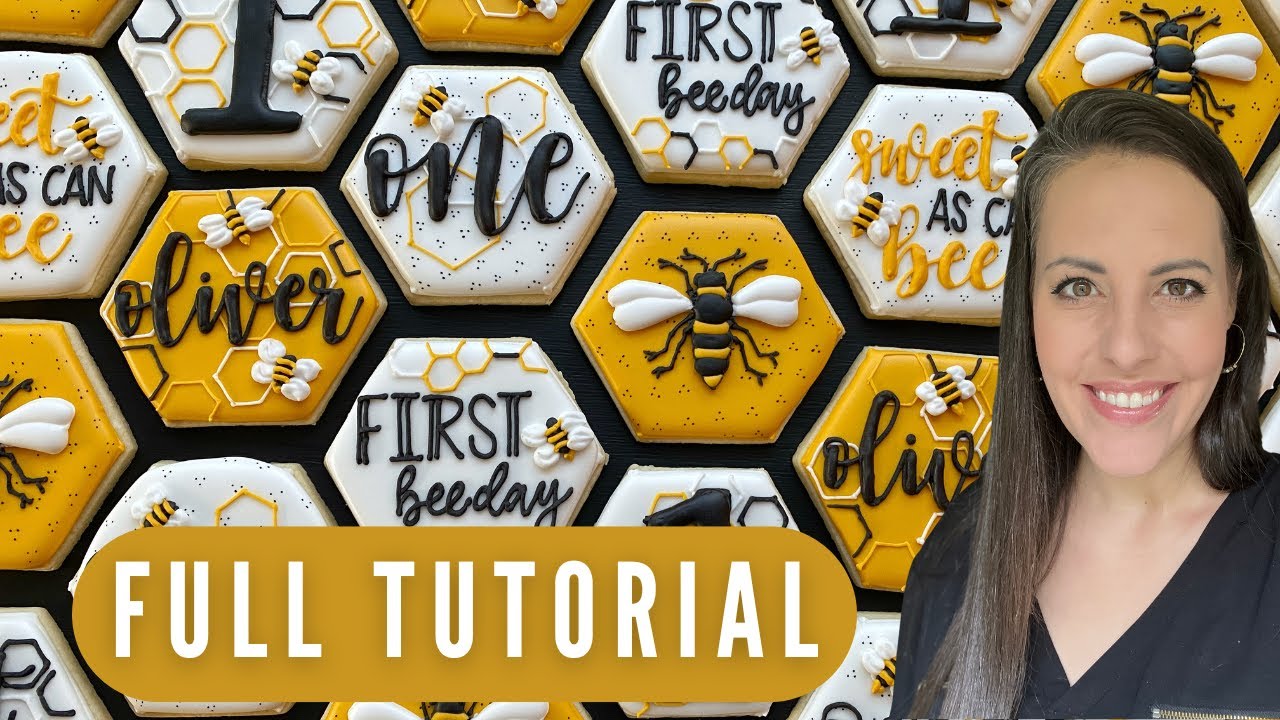 Sugar Cookie Decorating Ideas for Bee Themed Birthday Parties | FULL TUTORIAL