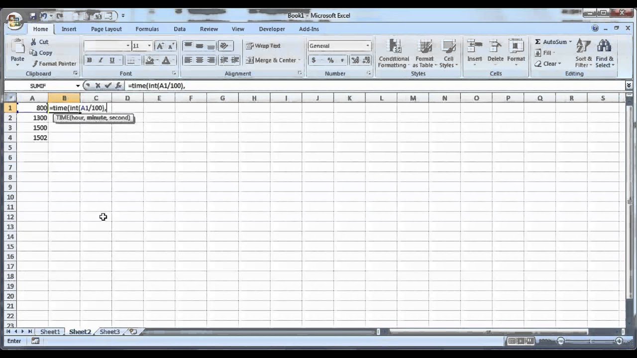 How to Convert Military Time to Regular Time in Excel Spreadsheet - YouTube