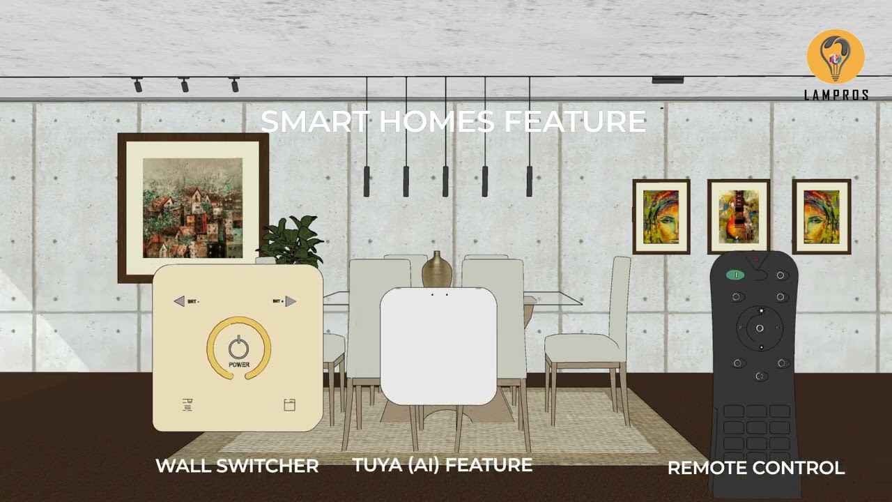 Lampros AI Magnetic Track Light, able to change color temperature, dimmable and Smart Home settings.