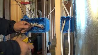 Rough in wiring (splicing) for 4 single pole switches in a junction box