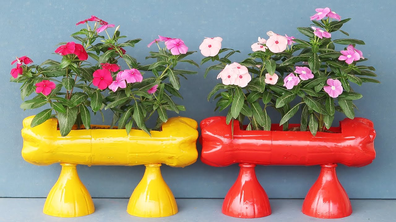 How To Make Flower Pots Plastic Bottles, Recycle Plastic Gardening Bottles - YouTube