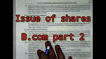 Lets Start B.com Part IIIssue,Forfeiture,Reissue And Buy-Back Of Share from SM Shukla Book...!!!9&10