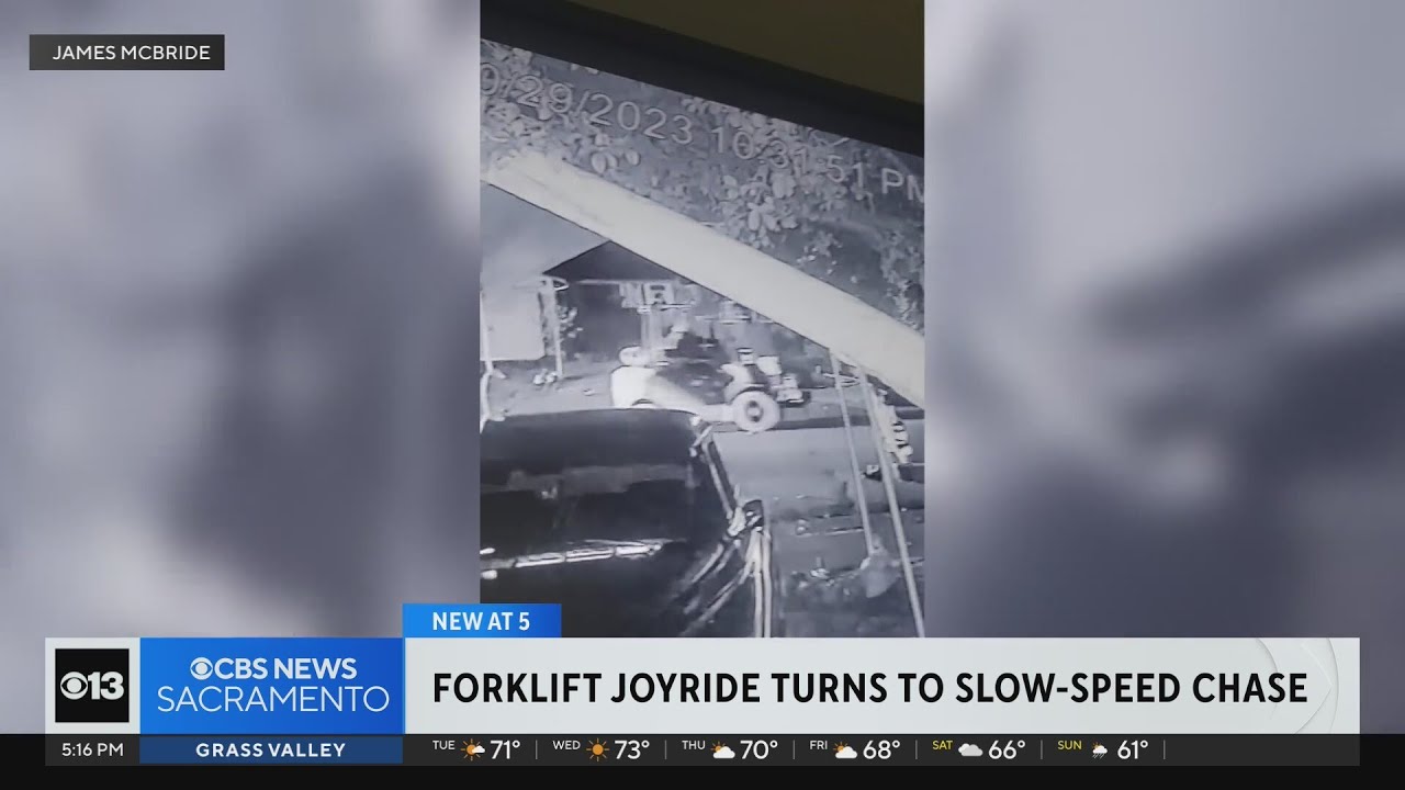 Person driving stolen forklift leads police on a slow-speed chase in ...