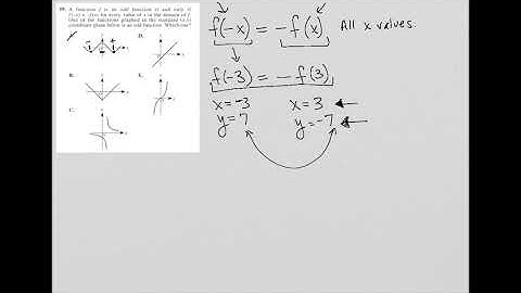 A function f is an odd function if and only if f(-x) = -f(x) for every value of x in the domain of f