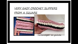 CROCHET SLIPPERS FROM A SQUARE, Easy crochet pattern, #26