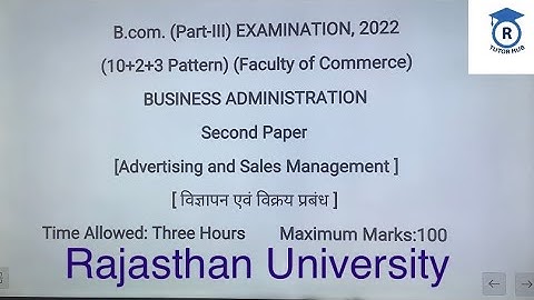 B.com 3rd year exam paper 2022 |  Advertising and Sales Management | Dr. Ruchi Khandelwal