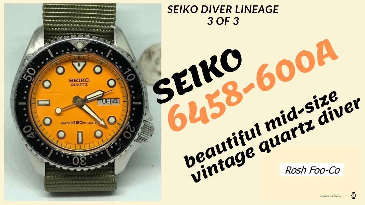 Seiko 6458-600A vintage mid-size quartz diver - YouTube