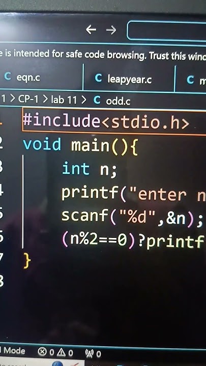 Odd-Even program using ternary operator in C programming - YouTube