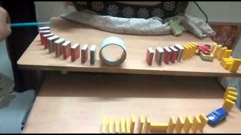 Reverse domino trick shot