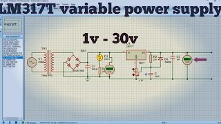 lm317t adjustable voltage regulator circuit using proteus  proteus tutorial screenshot 5