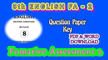 8th English FA 2 | Formative Assessment Question Paper and Key answer @learneasilyhub