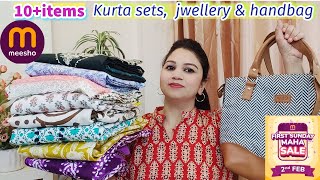 Meesho Haul 🥰 Beautiful cotton kurta sets💜 Jewellery and Handbag 👜 // Meesho Sunday maha sale screenshot 2