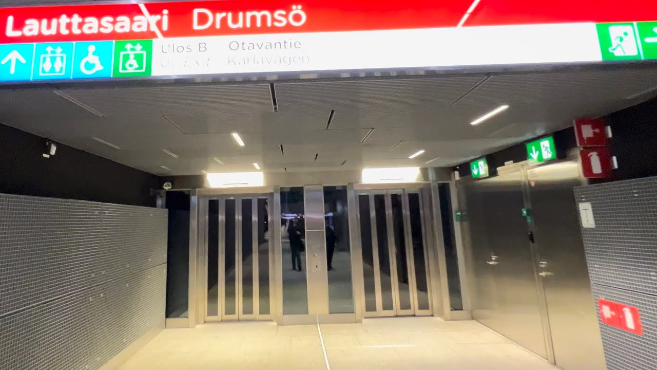 2X 2016 KONE Inclined Elevators @ Lauttasaari (Drumsö) Metro Station, Helsinki Finland.