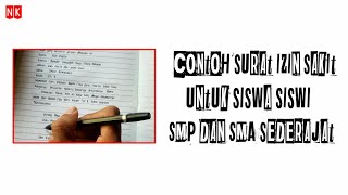 contoh surat izin sakit, untuk siswa siswi SMP dan SMA sederajat, dengan tulisan yang rapi