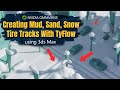 Snow, Sand, Mud Tire Tracks Deformation in Tyflow, 3ds Max, and rendering in Nvidia Omniverse Create