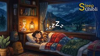 Sleeping on a Rainy Night Train Through the Mountains 🚂 ASMR Ghibli Style