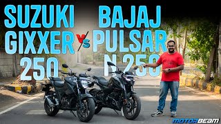 Suzuki Gixxer 250 vs Bajaj Pulsar N250 - Best Budget 250cc Naked? | MotorBeam screenshot 5