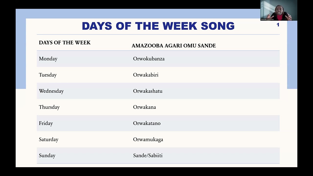 DAYS OF THE WEEK SONG