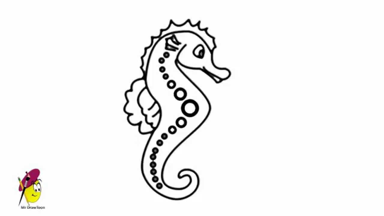 Sea horse - Sea Creatures Easy drawing - how to draw a Sea horse