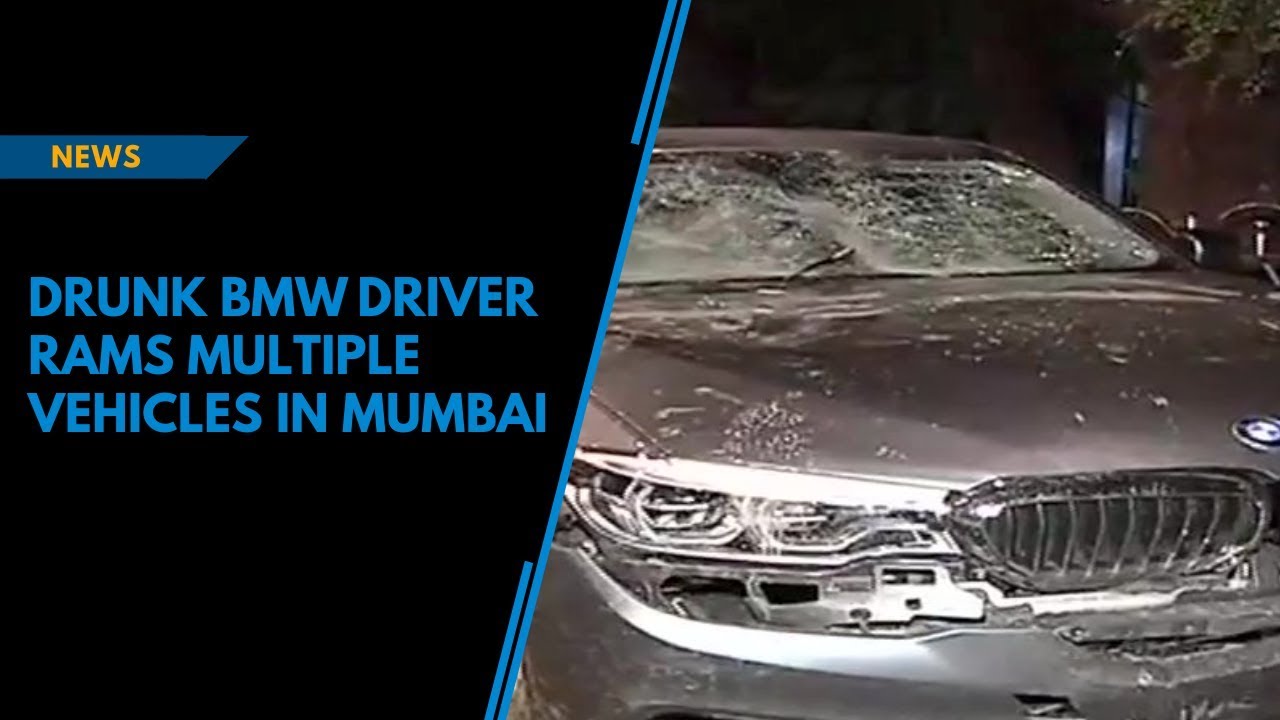 Drunk BMW driver rams multiple vehicles in Mumbai - YouTube