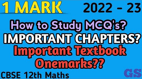 How to Score 20 Marks in one mark? Important Chapters? - CBSE 12th Maths in Tamil - #GS
