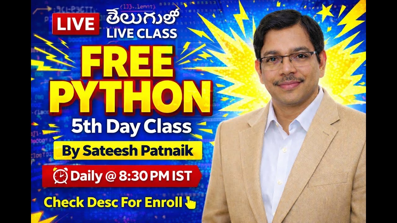 FREE Python Class LIVE 🔴 Day 5 | | Learn Python in Telugu | Python Programming Telugu