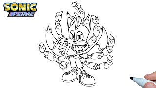 How to DRAW TAILS NINE - Sonic Prime 