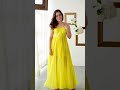 yellow georgette maxi dress #yellowoutfits #yellowmaxi #shorts #fashiontrending