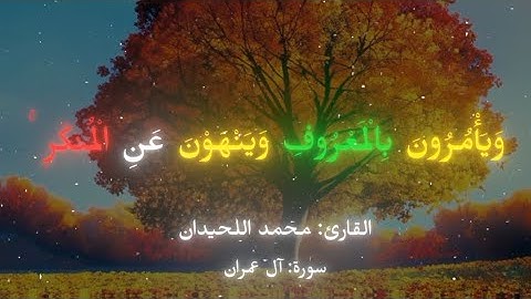 القارئ محمد اللحيدان سورة آل عمران_ انشر المقطع فالدال على الخير كفاعله_ #قرآن #محمد_اللحيدان