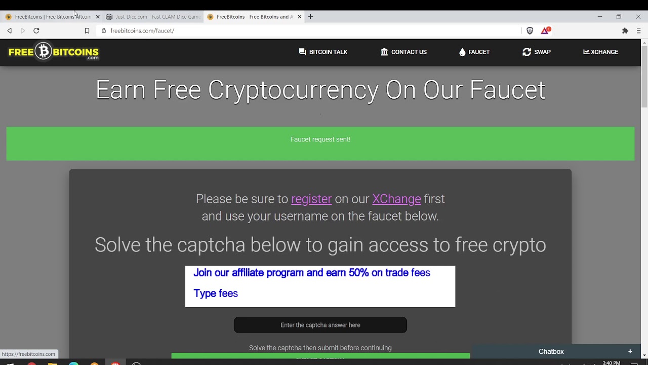 How to earn free CLAMS on Free Bitcoins faucet & withdraw to Just-Dice in under 2 minutes! Clamcoin!