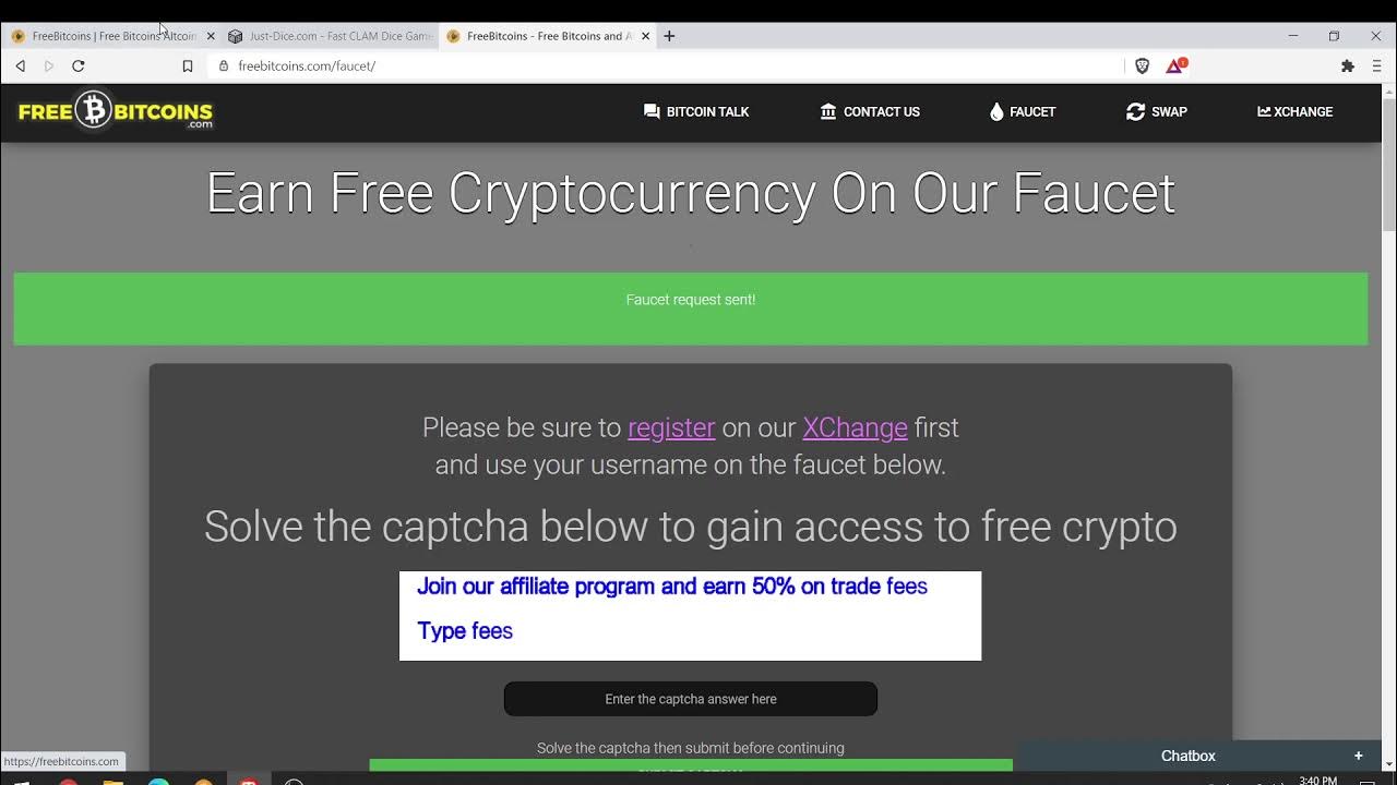How to earn free CLAMS on Free Bitcoins faucet & withdraw to JustDice