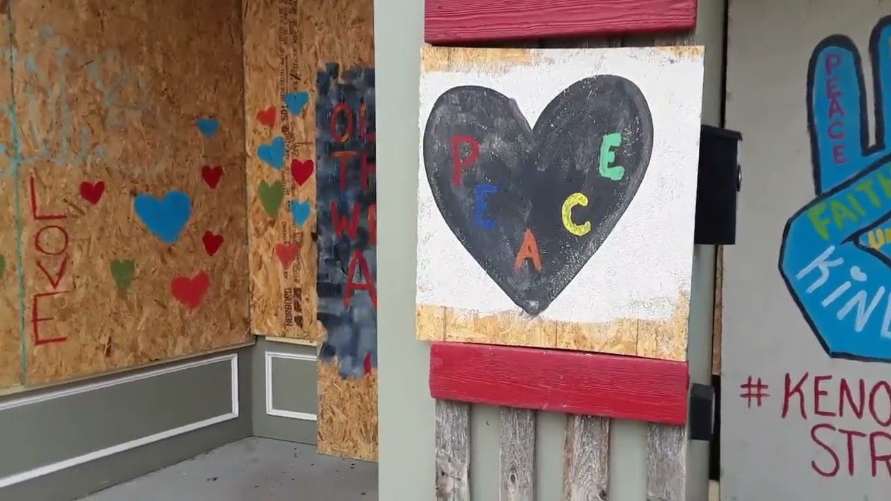 Downtown Kenosha Wisconsin 8/31/2020 - Boarded Up Street Art- Jacob Blake Kyle Rittenhouse Aftermath