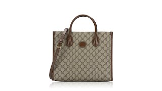 Gucci GG Supreme Retro Interlocking G Small Tote Beige Ebony Brown Sugar