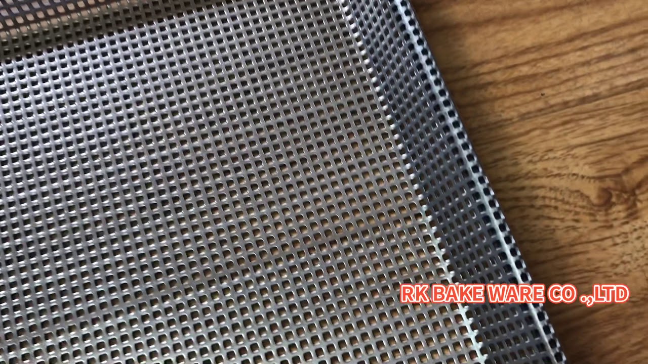 RK BAKEWARE China-Half Size 16 Gauge 18" x 13" Wire in Rim Aluminum Fully Perforated Sheet / Bun Pan