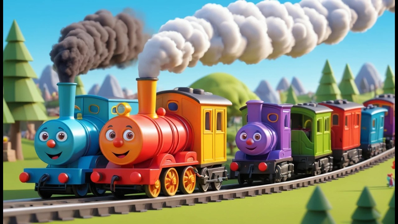Six Little Trains Chug Chug Chug | Big Train Song for Kids & Nursery ...