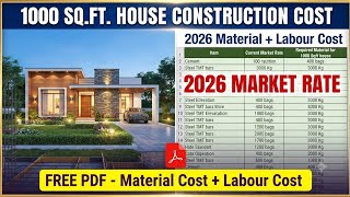 1000 Sq Ft House Construction Cost 2026–2027 | Material Cost + Labour Cost | House Cost Breakdown