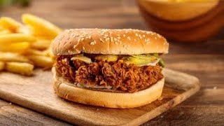 Zinger burger recipe/Crispy chicken burger recipe/Fried chicken burger/KFC zinger burger recipe