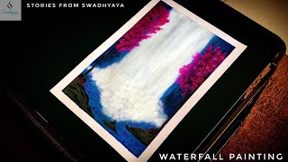 waterfall easy acrylic painting step beginners landscape tutorial