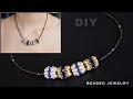 DIY beaded beads necklace with pearl, bicone, and seed beads. Beaded necklace tutorial