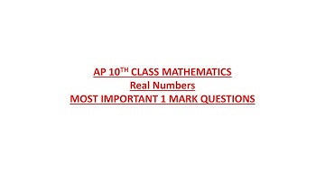 AP 10th Maths Most important Questions 2025 | 10th Class Maths | 1 MARK Questions & Answers | AP SSC
