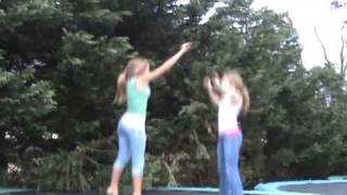 Scarlett And Morgan Jumping On Trampoline