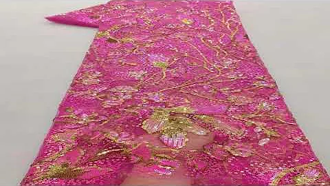 A must-have product! African Sequins Net Lace Fabric 5 Yards High-Quality Nigerian French Mesh Tul