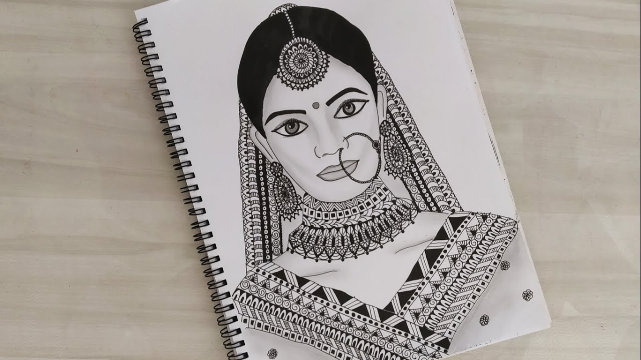 Fashion illustration  Indian Bride 2  Fashion illustration face Female  art Fashion illustration