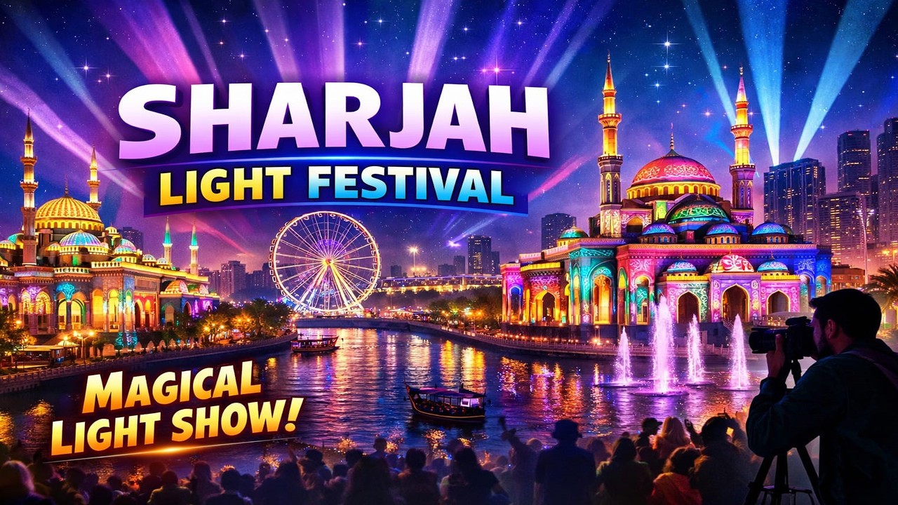 Sharjah Light Festival 2026 UAE 4K | University City Hall Light Show | SANTHOSH THE TRAVELLER