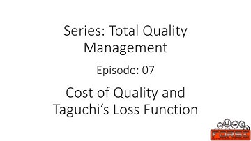 Cost of Quality and Taguchi